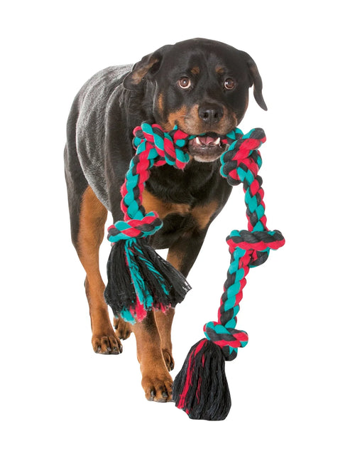 Load image into Gallery viewer, Flossy Chews Cottonblend 3 Knot Tug Rope Dog Toy, Extra-Large, 36", Assorted Colors
