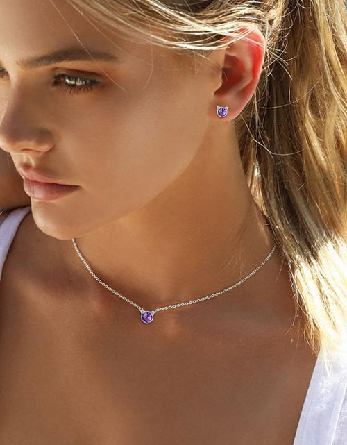 Load image into Gallery viewer, Cute Cat Necklace Sterling Silver Birthstone Pendant Necklace for Women Dainty Jewelry Valentines Day Gifts for Cat Lovers Wife Sister Mom
