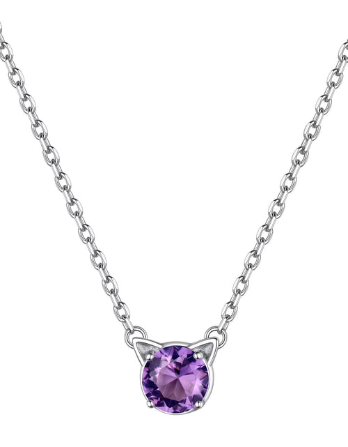 Load image into Gallery viewer, Cute Cat Necklace Sterling Silver Birthstone Pendant Necklace for Women Dainty Jewelry Valentines Day Gifts for Cat Lovers Wife Sister Mom
