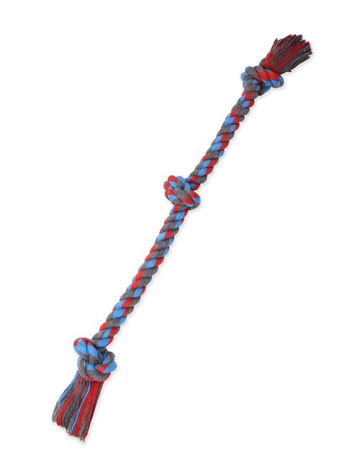 Load image into Gallery viewer, Flossy Chews Cottonblend 3 Knot Tug Rope Dog Toy, Extra-Large, 36", Assorted Colors
