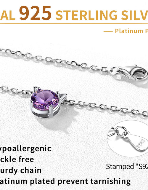 Load image into Gallery viewer, Cute Cat Necklace Sterling Silver Birthstone Pendant Necklace for Women Dainty Jewelry Valentines Day Gifts for Cat Lovers Wife Sister Mom
